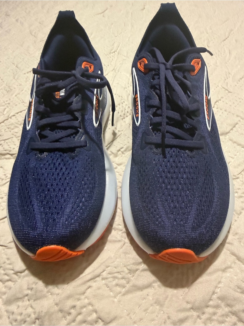 Brooks Navy Sneaker with Orange Logo